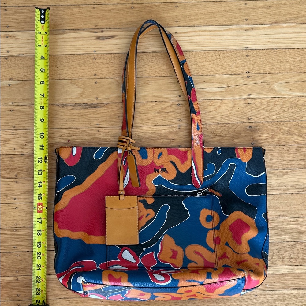 Coach Multicolor Abstract Print Mustard Yellow Leather 1941 Tote Bag